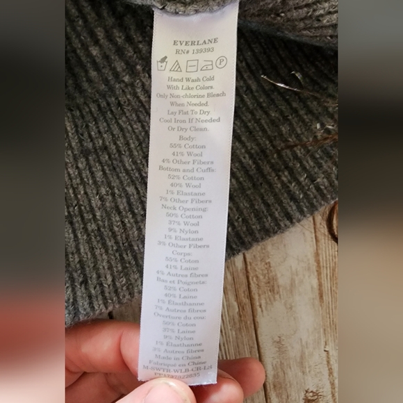 Everlane 40% wool blend sweater ribbed gray women's Large cozy - Picture 6 of 6